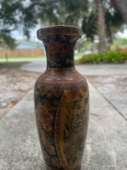 Asian Decorative Ceramic Vase with Floral Design