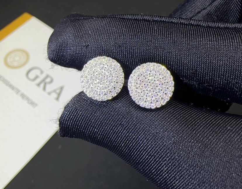 10mm 925 Silver Moissanite Screw Back Earrings