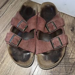 Birkenstock Arizona Womens Burgundy Suede Sandals Size 9.5 /40 M Womens