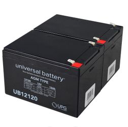 Universal Battery UB12120 AGM 12V 12Ah Batteries 2 Pack
