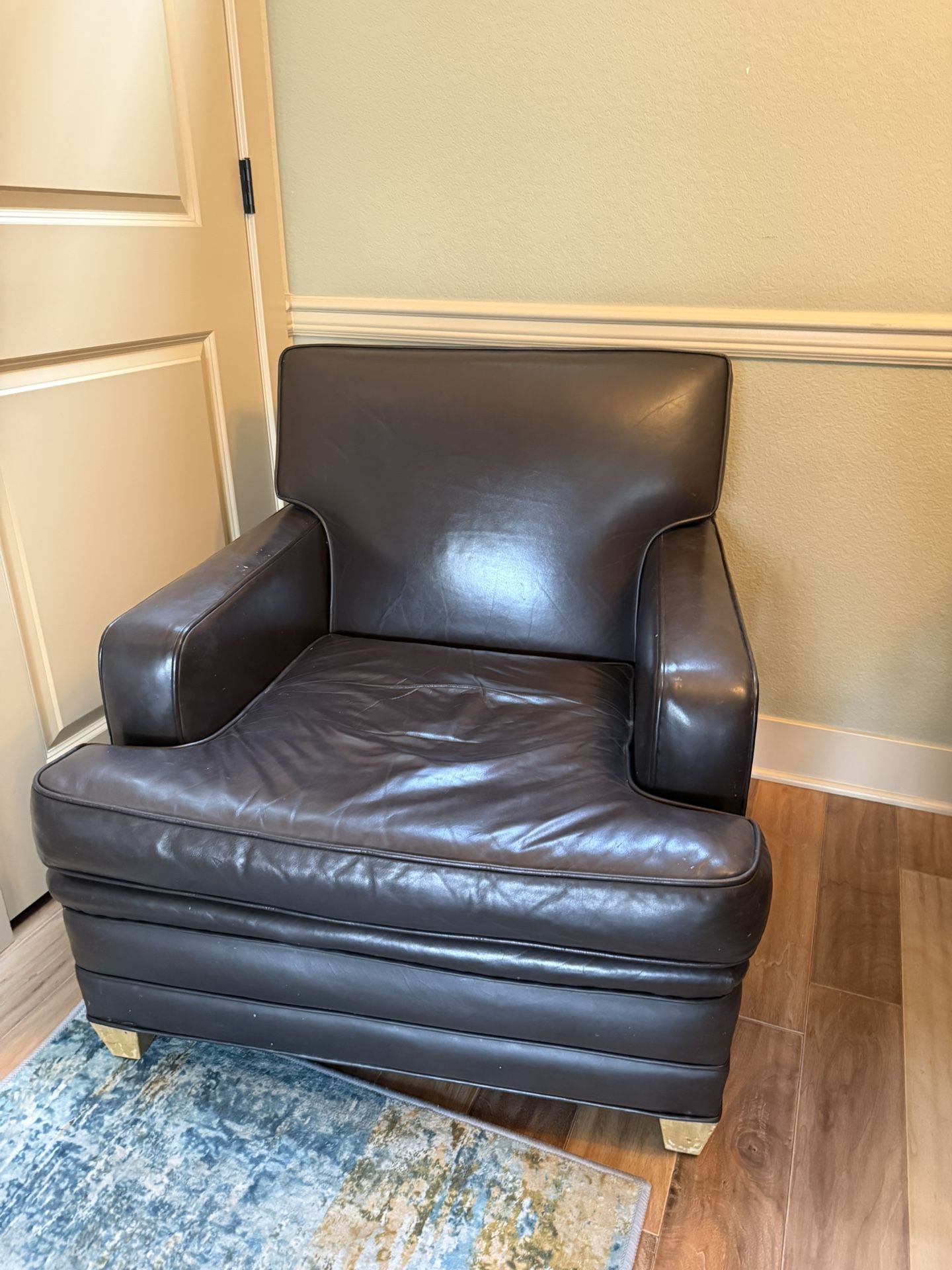 genuine mid century modern real leather chair