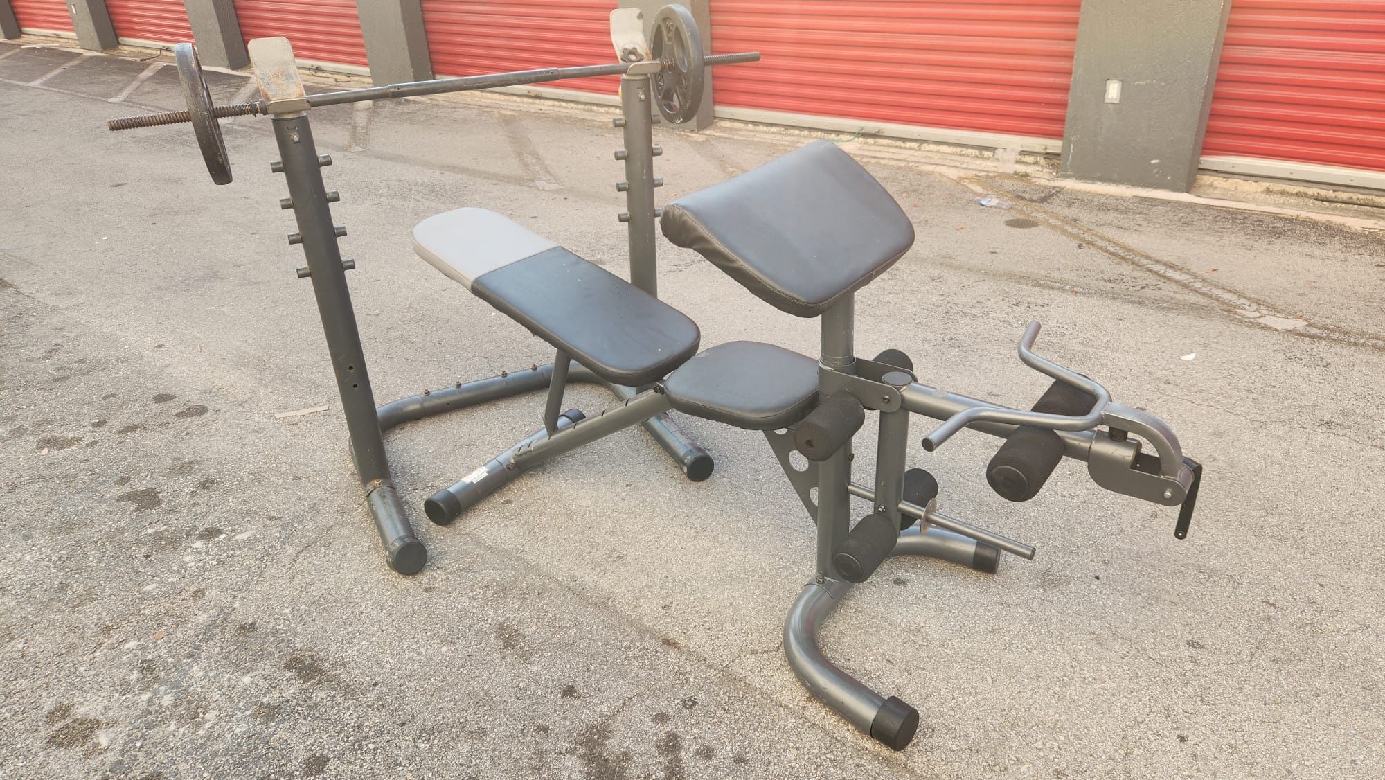 Home Gym Adjustable Bench with Bar and Plates