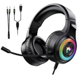 Gaming Headset Xbox One Headset with Stereo Surround Sound,PS4 Gaming Headset with Mic & LED Light Noise Cancelling Over Ear Headphones Compatible wit