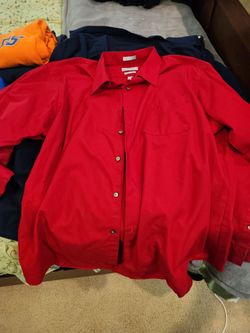 Van Heusen Red Dress Shirt Size 18/34-35 and IZOD 2XL Short sleeve dress shirt