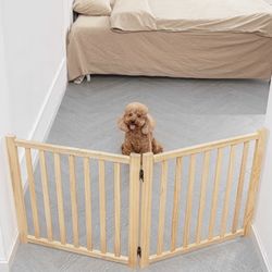 YOCAN Paint-Free Wood FreeStanding Pet Gate for Dogs,Wooden Dog Gates for Doorways,