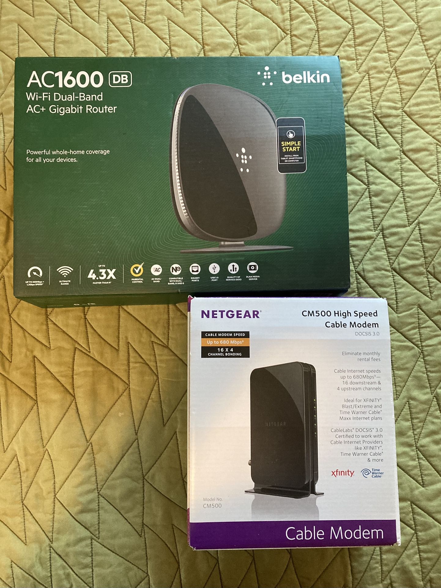 Router and Modem - Belkin AC1600 and Netgear CM500