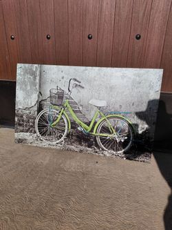 Green Bicycle Wall Art Canvas Print 50 inches × 30 inches