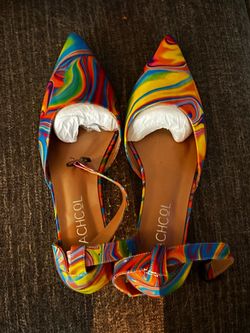 ACHCOL Rainbow Swirl Pointed-Toe Slingback Flats