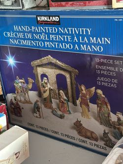 Hand-Painted 13 Piece Christmas Nativity Scene by Kirkland Costco Large Scale