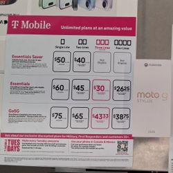 Motorola Moto G Stylus 2025 (Upgrade $15 OTD) T-Mobile Retailer 