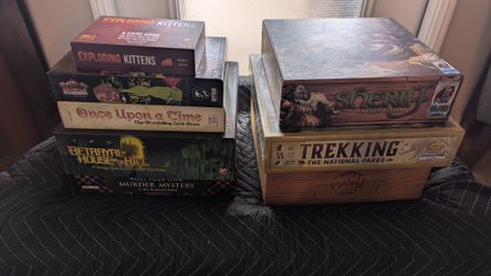 Big Board Game Lot – 8 Games Including Betrayal, Sheriff of Nottingham, Trekking National Parks (2 Sealed)