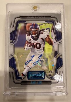 2022 Panini Playbook Jerry Jeudy Signatures Platinum Auto Autograph #/35 Broncos