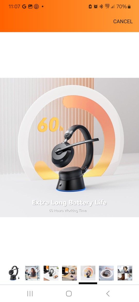Wireless Headset with Mic for Work, Bluetooth Headset with Microphone (AI Noise Cancelling) & Charging Base, Wireless Headset for Work from Home