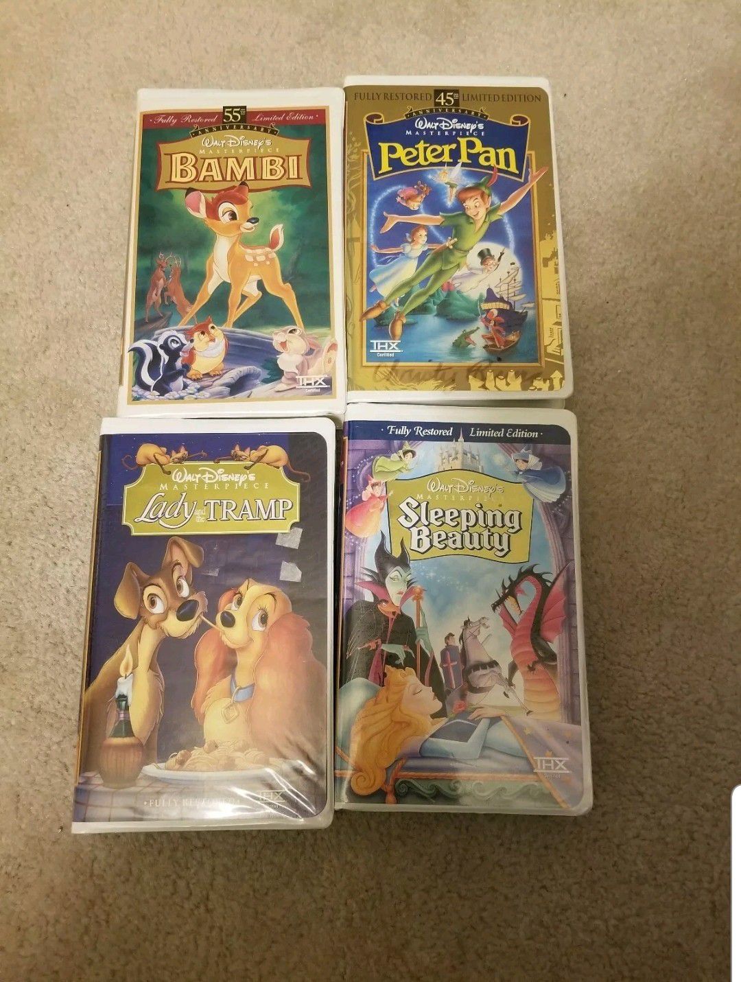 Walt Disney Masterpiece Collection 4 VHS lot! 4673, 9511, 12730, 9505.  Pre-owned but good shape!