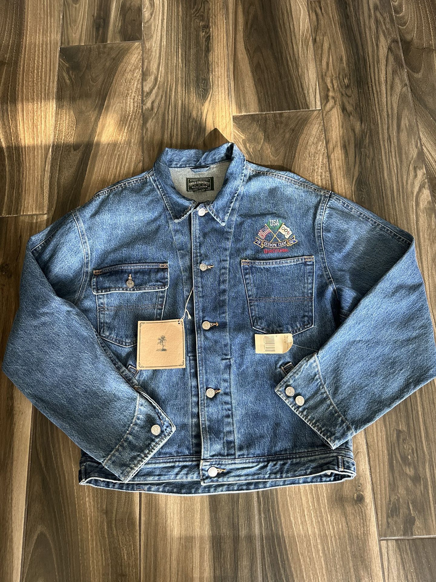 Vintage Ralph Lauren Polo Country USA flag 1992 men’s size M denim jean jacket