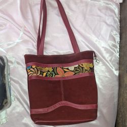 Red Leather Floral Purse