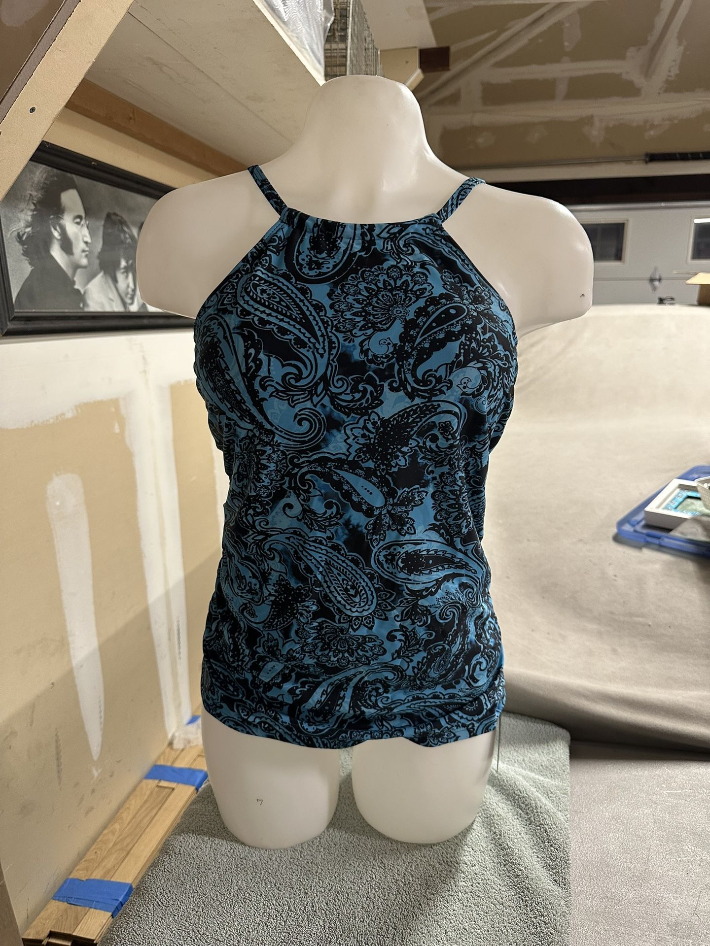 Blue Floral Halter Top Med