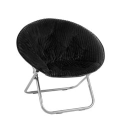 Corduroy Foldable Comfy Saucer Chair Portable, Black