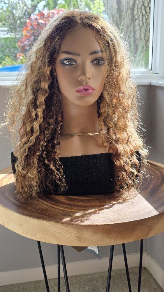 100% water deep curly natural lace wig