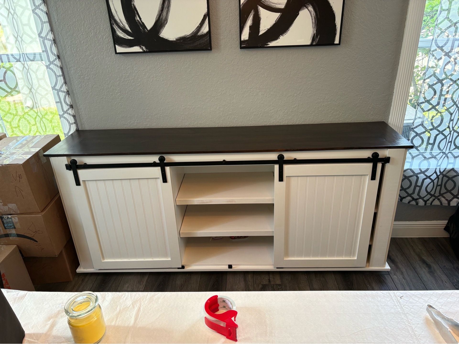 Custom made buffet. 9 ft 10 inches x 17 1/2 inches