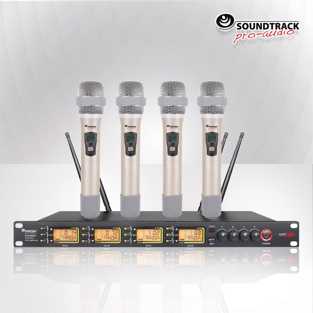 STW-4000HH. UHF Wireless Microphones.Range:250 Feet.Variable frequency.4 Channels