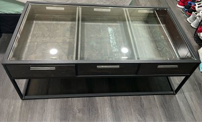 Coffee Glass table with storage