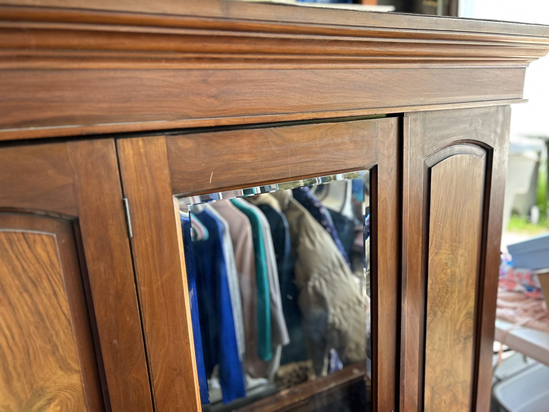 Gorgeous Antique solid Wood Lined Wardrobe 