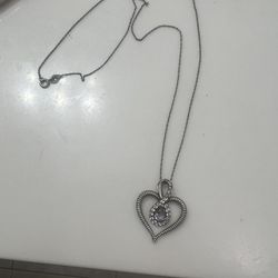 Silver Diamond And Amethyst Infinity Heart Necklace