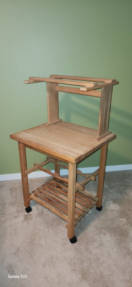 Wood Kitchen Cart With Butcher Block Top