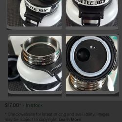 BOTTLE JOY Black and White Water Bottle with Strap