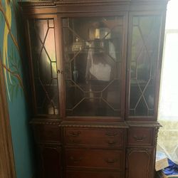 Antique Dining Room Set China Cabinet And Buffet Hutch 