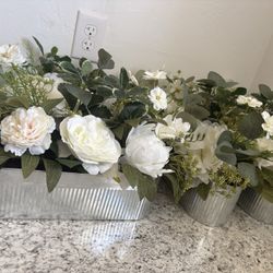 Set of 4 Farmhouse-Style Faux Floral Arrangements 