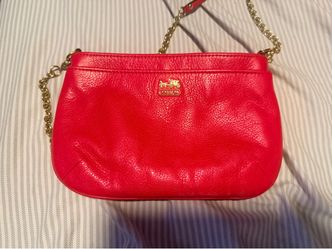 Coach Red Leather Chain Shoulder Bag