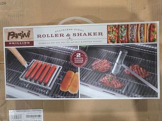 Parini Stainless Steel BBQ Hot Dog Roller & Salt Pepper Shaker Set