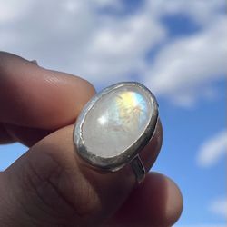 Beautiful Moonstone Sterling Silver Ring, Size 6