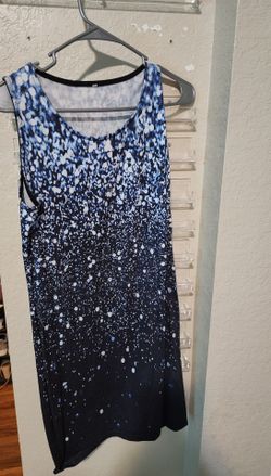 Sleeveless Mini Dress Blue White Speckle Print