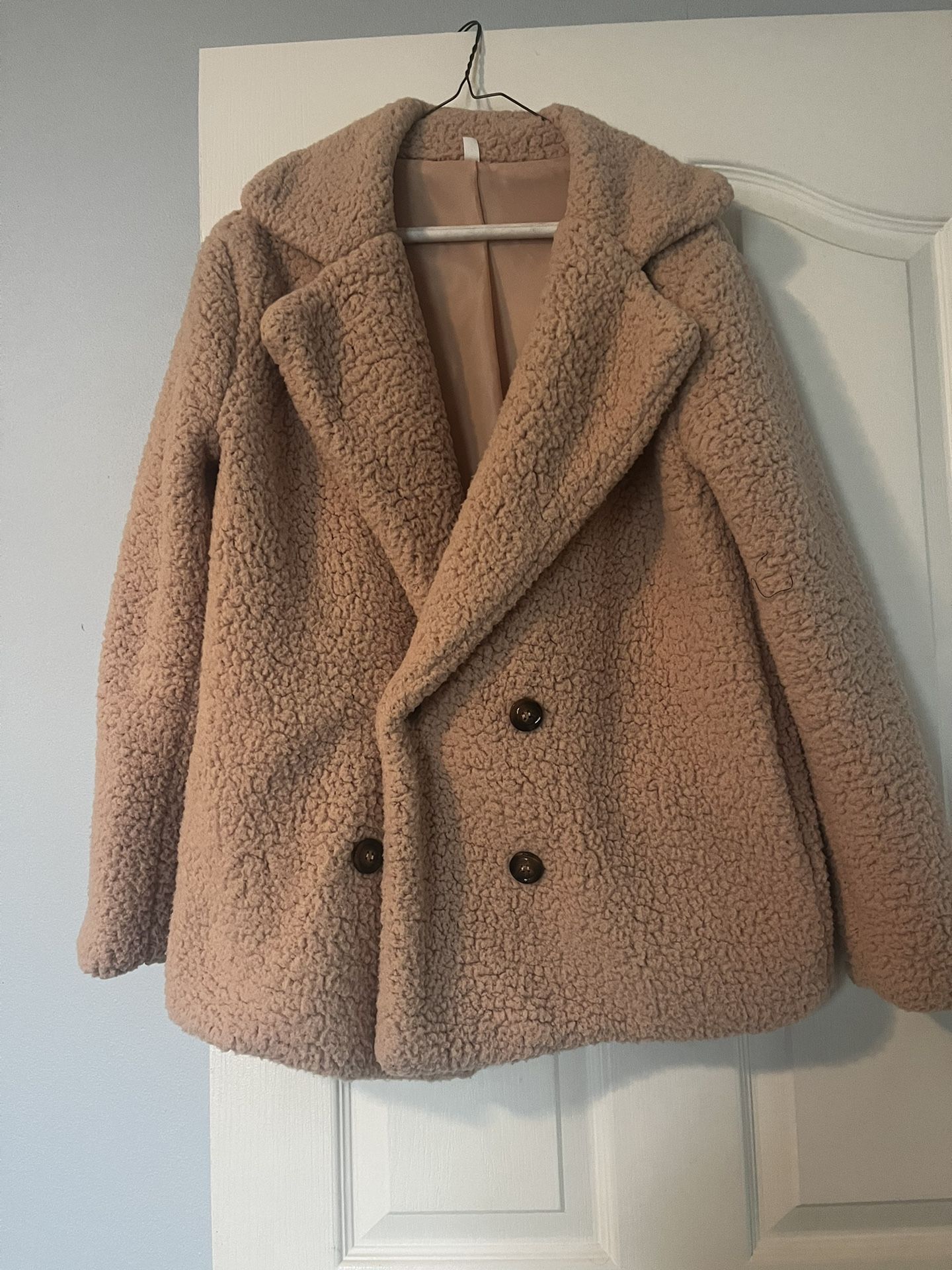 Cozy, Double Breasted, Pink Jacket