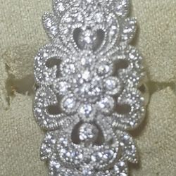 Silver diamond  Ring Size 10 