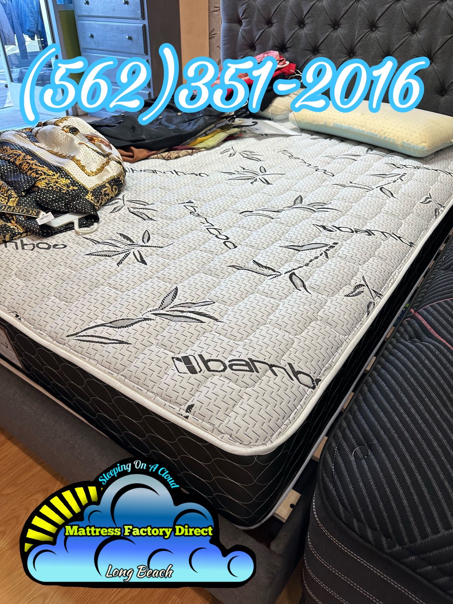 Black Bamboo Queen Mattress And Box Set New Cama