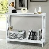 2-Tier Console Table x-Design Bookshelf Sofa Side Accent Table w/Shelf White