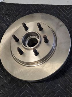 Front disc brake rotor and hub assembly.