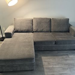 Sofa with Reversible Chaise charcoal grey