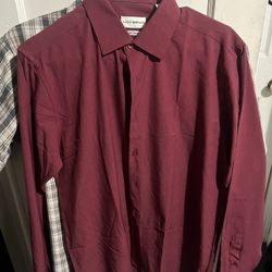 Burgundy Long Sleeve Dress Shirt 