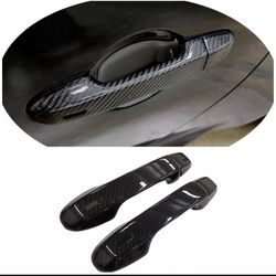 Real Dry Carbon Fiber Outer Door Handle Frame Add-on Peel Stick Cover Cap FOR 2022+ Subaru BRZ Toyota GR 86
