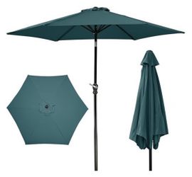 Elevon 9FT Teal Outdoor Patio Umbrella with Push Button Tilt and Crank. Waterproof and UV Resistant.