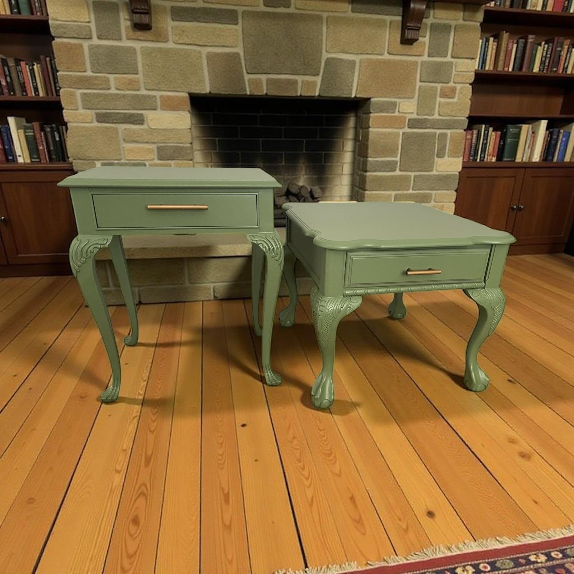 Nightstands End Tables Solid Wood Dark Olive Satin New