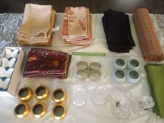 Linen Napkins & Rings Plus Candelabra Sets