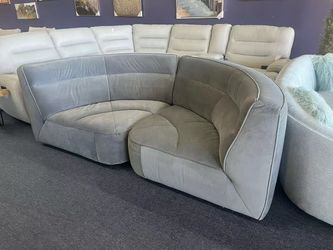 Gray Curved Sectional Sofa,$50