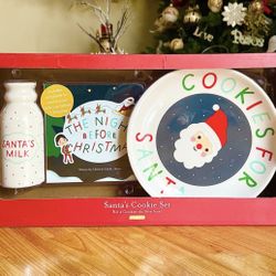 Santa's Cookie Set kate & milo, Christmas Santa Cookie, Plate, Mug & Storybook Boxed Gift Set