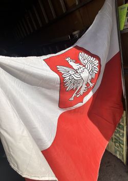 Polish Flag With Pole